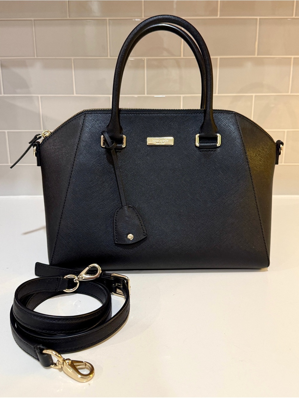 kate spade Black Tilden Place Pippa  Leather Satchel Handbag